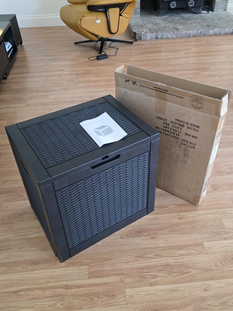 New Black Wicker Outdoor Storage Box/Side Table - Compact & Durable
i have 10 new in box
