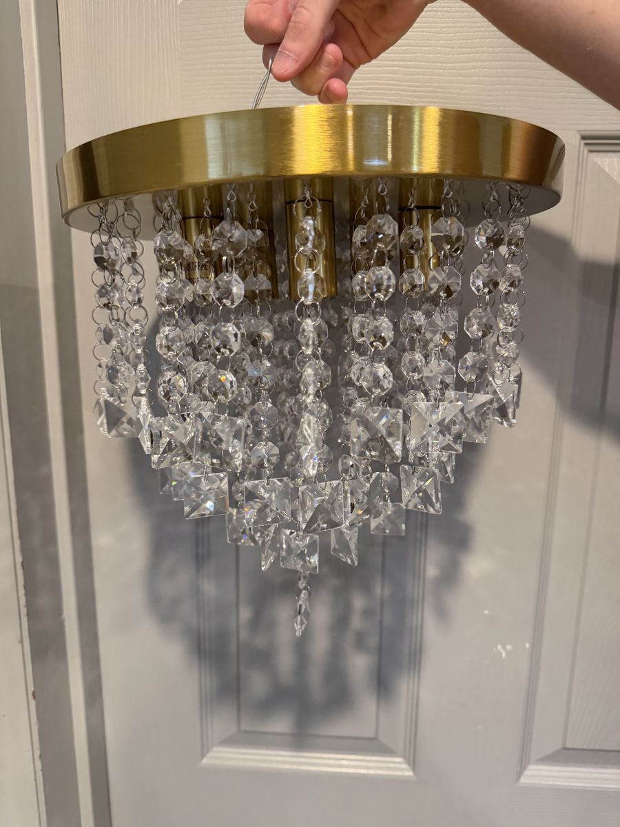NEW GOLD FLUSHMOUNT 5 LIGHT CRYSTAL CHANDELIER
