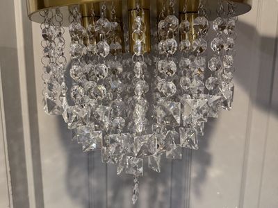 NEW GOLD FLUSHMOUNT 5 LIGHT CRYSTAL CHANDELIER