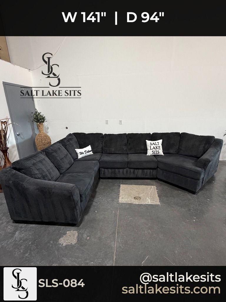 Navy Blue L-Shape Sectional Sofa Couch