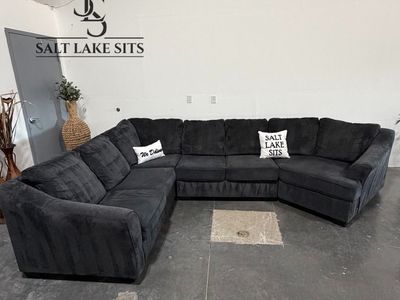 Navy Blue L-Shape Sectional Sofa Couch