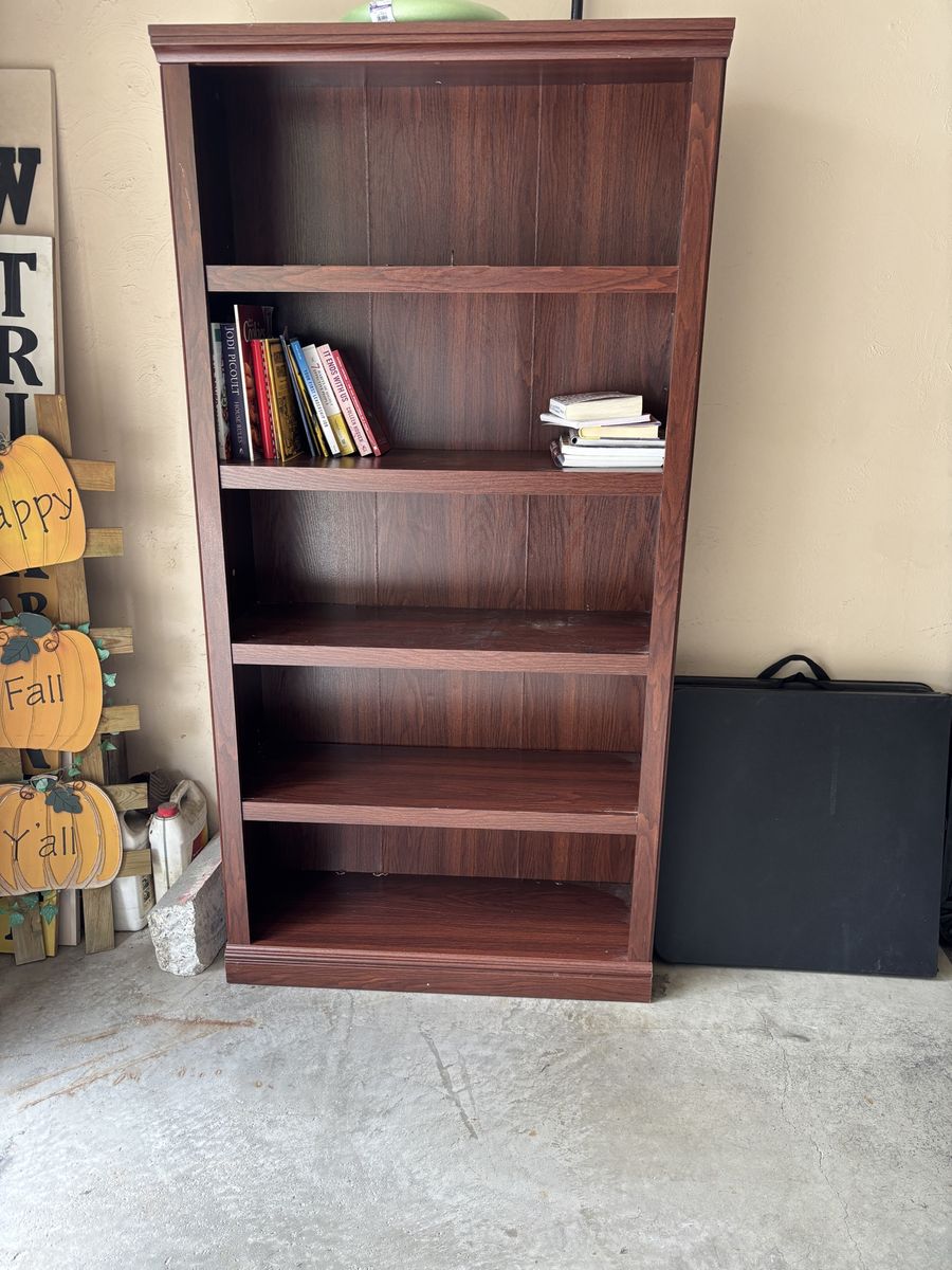 Tall Dark Wood Finish 5-Shelf Bookcase