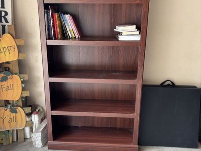 Tall Dark Wood Finish 5-Shelf Bookcase