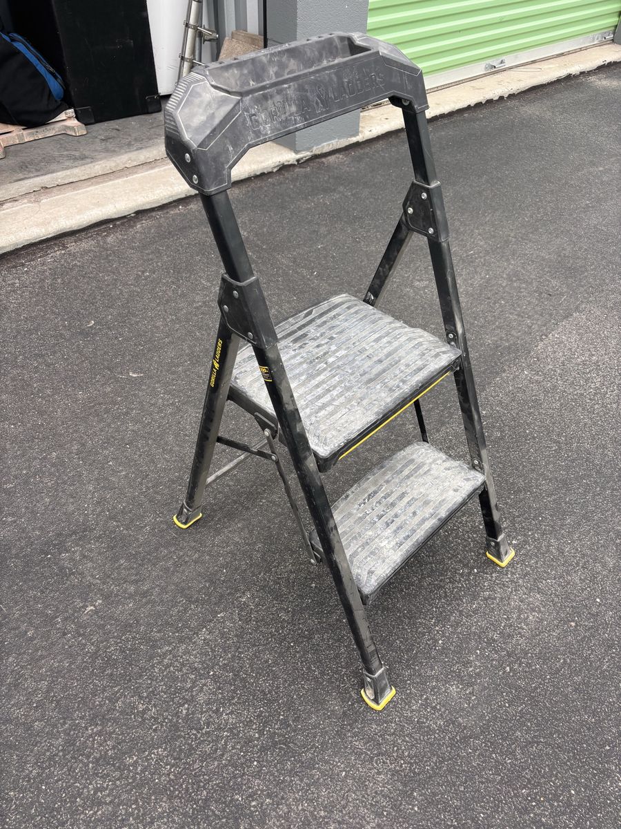 Gorilla Ladders 2-Step Steel Lightweight Step Stool, 225 lbs Capacity, Black/Yellow