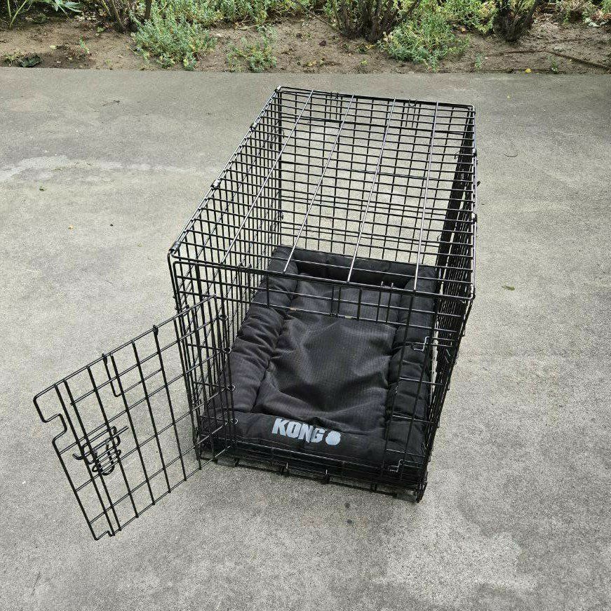 30" Medium Every Yay Metal Dog Cat Kennel Crate Cage 2 Doors Folds Kong Pet Bed