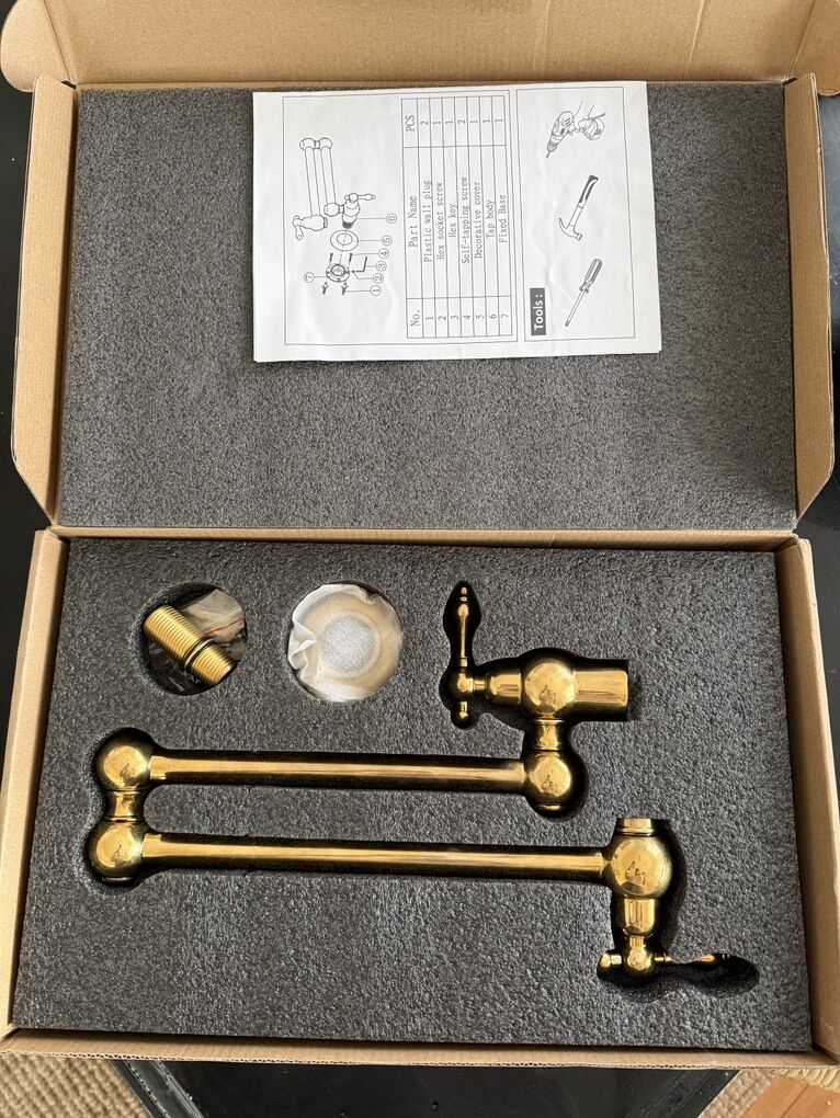 Solid Raw Unlacquered Brass Pot Filler