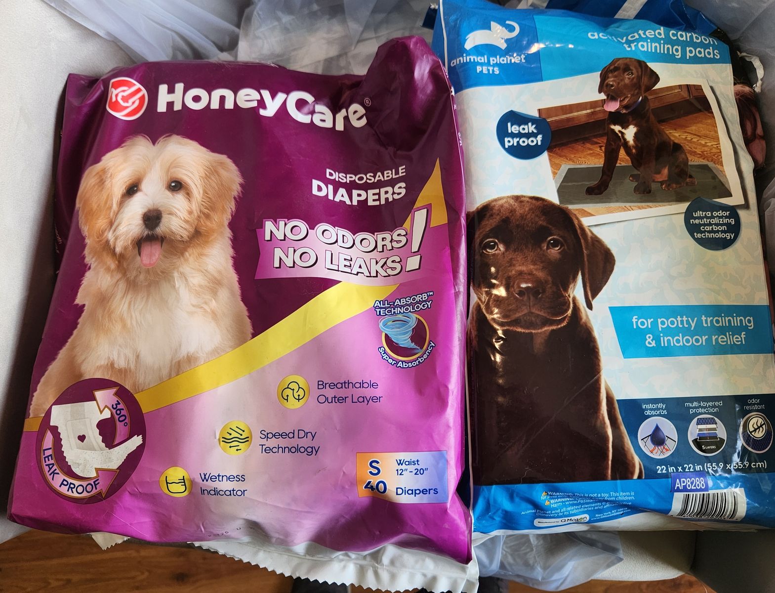 Puppy potty supplies.