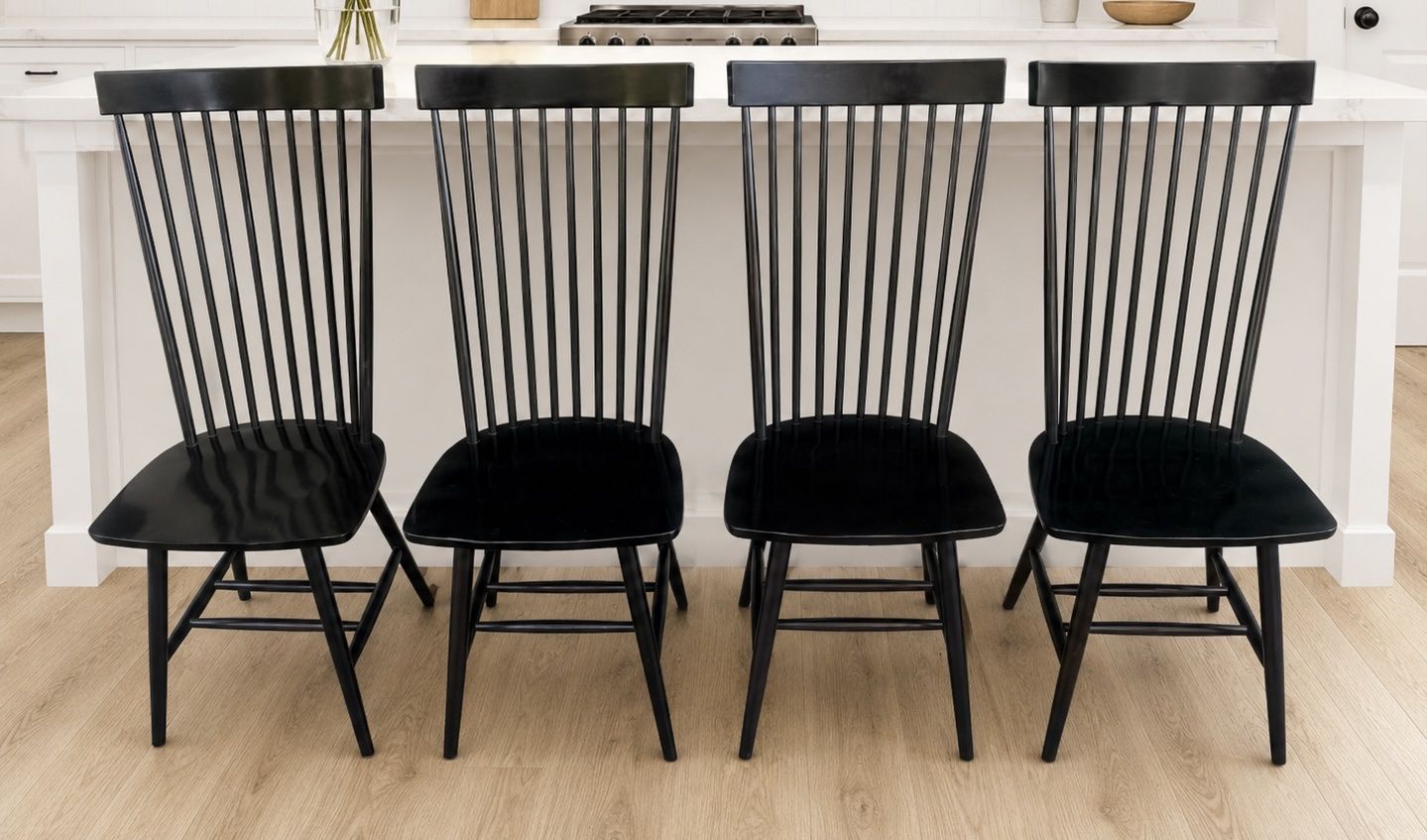 World Market Black Windsor Dining Chairs - Set of 4, 42" Tall, Spindle Back