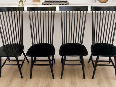 World Market Black Windsor Dining Chairs - Set of 4, 42" Tall, Spindle Back