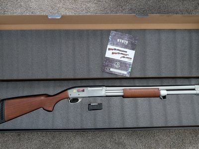 S&T ST870 Airsoft Pump Action Shotgun with Faux Wood Furniture - Realistic Airsoft Rifle