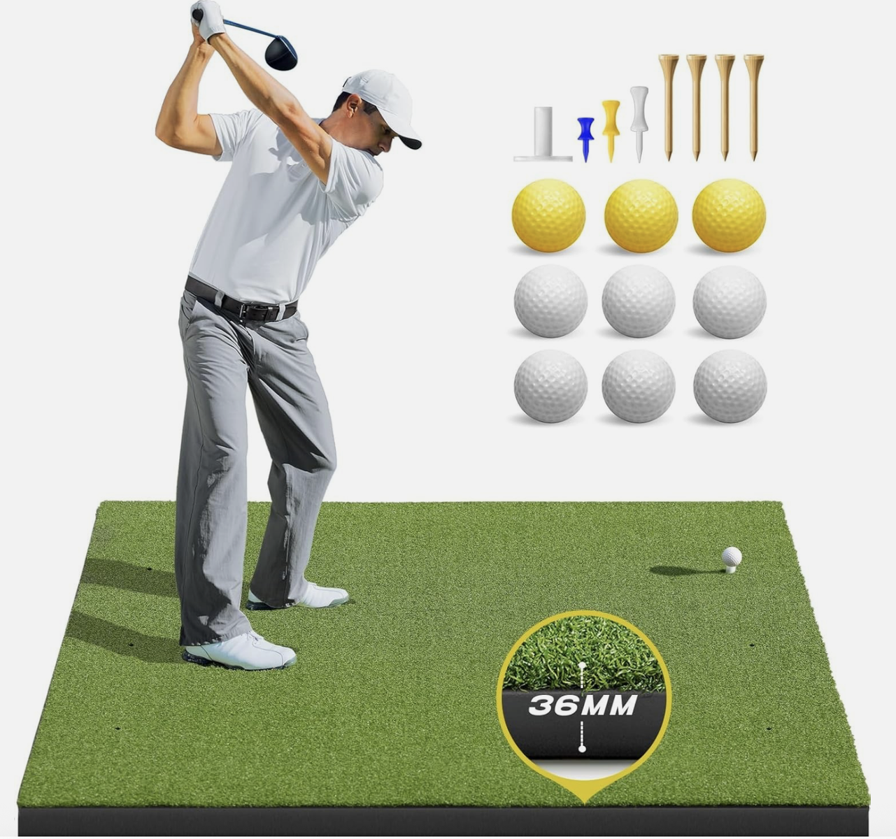 NEW ComfyGoods 5x4ft Golf Hitting Mat Large Shock Absorbing For Indoor Practice