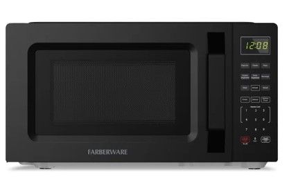 New, in the box, Farberware 0.7 cu ft Microwave Oven, 700W Countertop Microwave Oven with Auto Cook Menu, Black