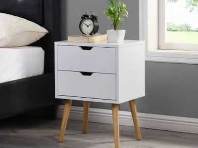 NEW IN BOX - 2 DRAWER WOOD END TABLE / NIGHT STAND. HIGH CAPACITY DRAWERS - $30 obo