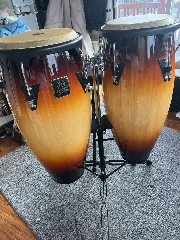 LP Aspire Congas With New LP Stand