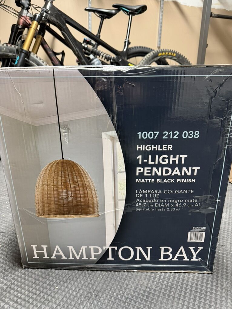 Hampton Bay Highler Rattan Pendant Light Brand New