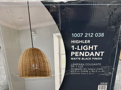 Hampton Bay Highler Rattan Pendant Light Brand New