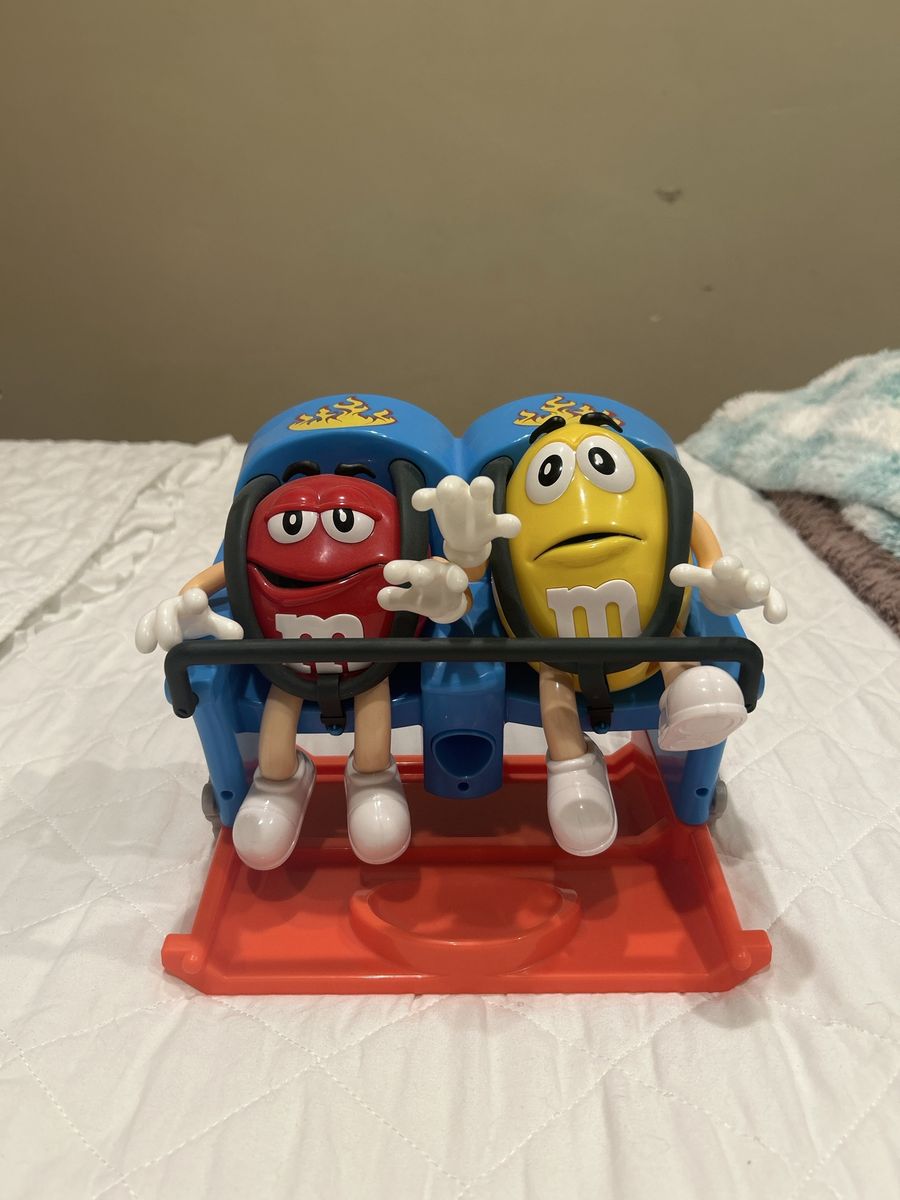 M&M's Red & Yellow Candy Dispenser Roller Coaster Ride Figure Toy Collectible