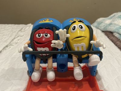M&M's Red & Yellow Candy Dispenser Roller Coaster Ride Figure Toy Collectible