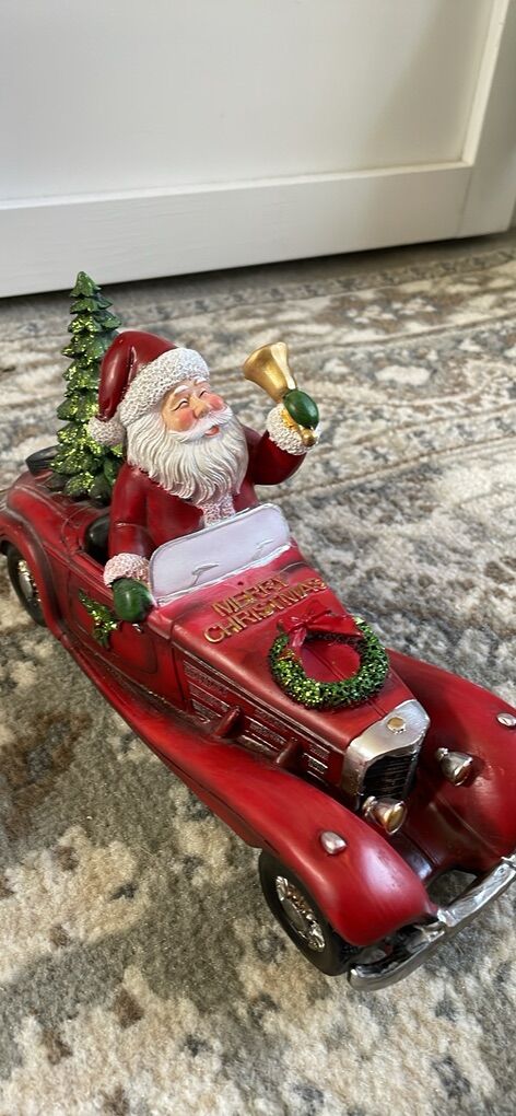 Transpac Resin 11 Inch Red Christmas Santa Car