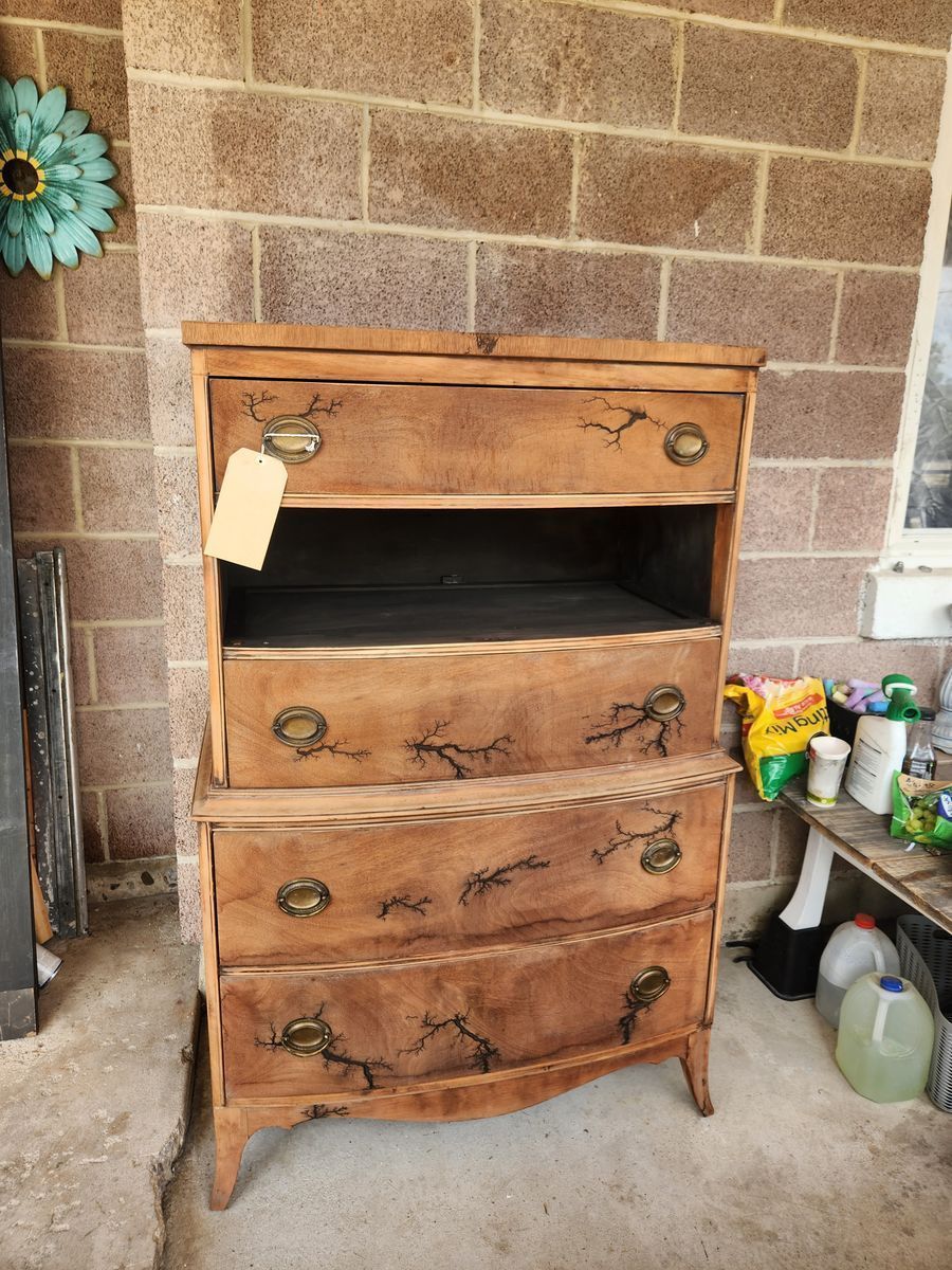 Custom Fractal-Burned Vintage Dresser