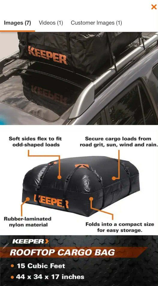 Keeper Waterproof Rooftop cargo bag,Cargo Carrier, heavy duty construction
