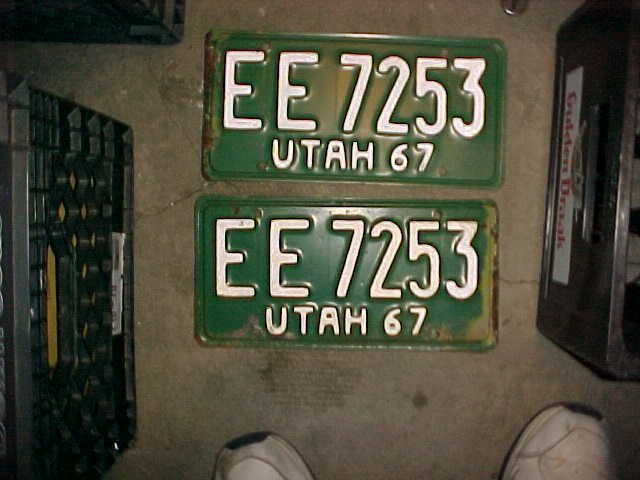 1967 utah license plate pair