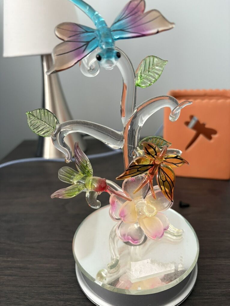 Dragonflies In Glass Hand Blown