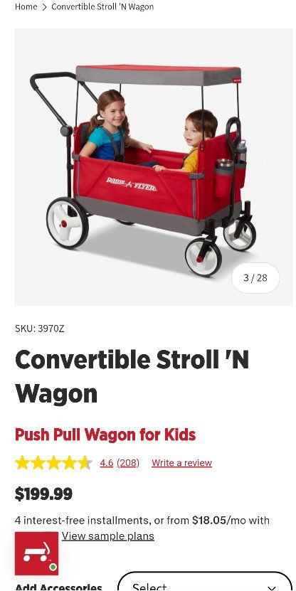 Radio Flyer Push Pull Wagon for Kids