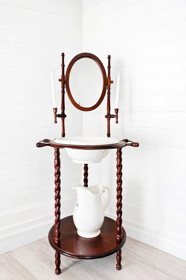 Vintage Wood Victorian Inspired Gothic Style Wash Stand | Victorian Style Wash Stand