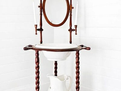 Vintage Wood Victorian Inspired Gothic Style Wash Stand | Victorian Style Wash Stand