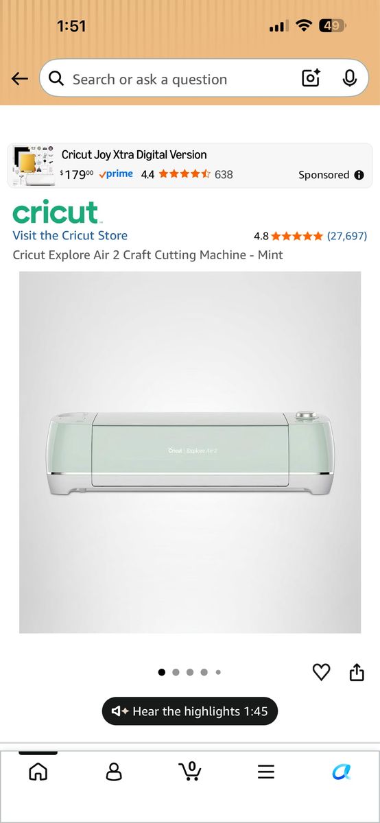 Cricut Explore Air 2 Craft Cutting Machine - Mint