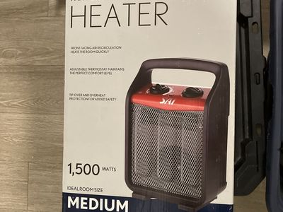 SAI 1500W Fan-Forced Electric Utility Heater - Medium Room Size, Adjustable Thermostat