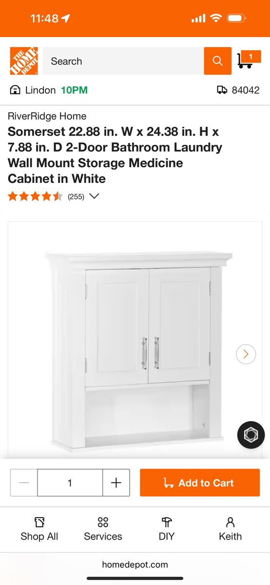 RiverRidge Home Somerset Wall Mount 2-Door Medicine Cabinet, White, 22.88"W x 24.38"H x 7.88"D