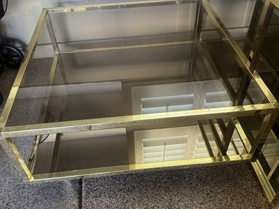 Brass and glass square coffee table