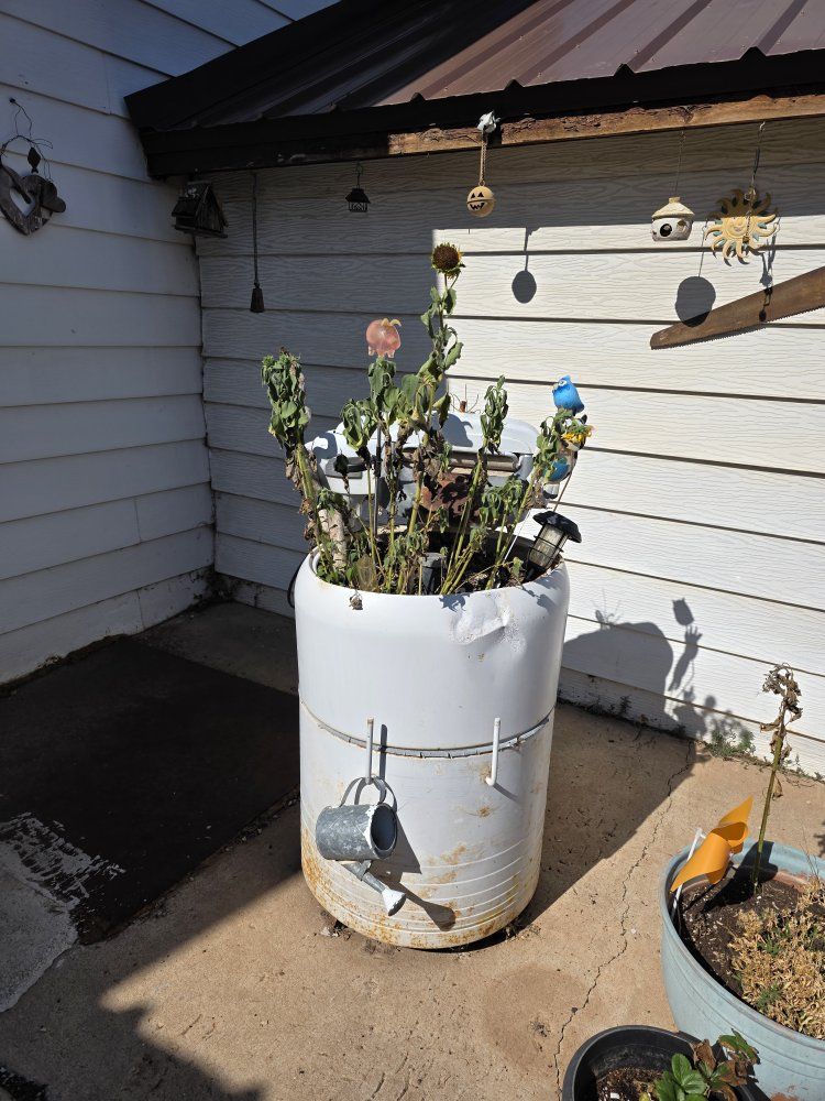 Vintage Washing Machine Tub Used as Garden Planter Yard Art