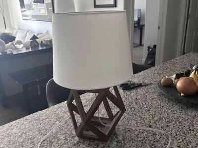 Target Geometric Wooden Table Lamp with White Fabric Shade