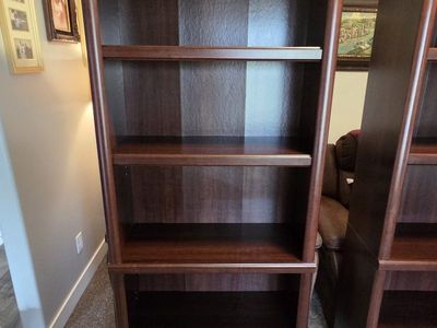 Dark Wood Tall Bookshelf - 6 Shelves, Classic Design