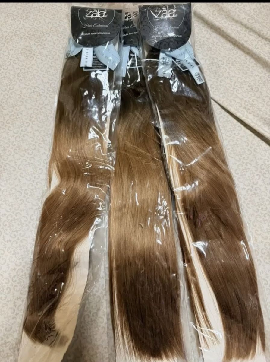 ZALA Hair Extensions, Ombre Brown to Blonde, Premium Human Hair, 20", 150g, Clip-In Each $150