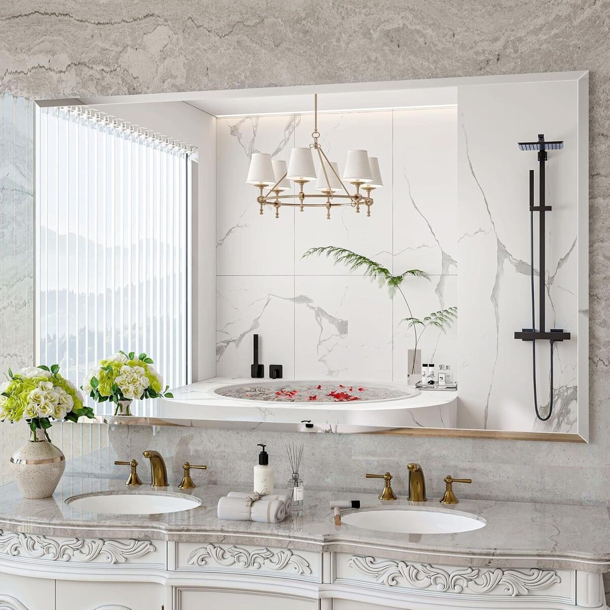 Brand New - Jiingo Frameless Bathroom Mirror 60"x36" Beveled