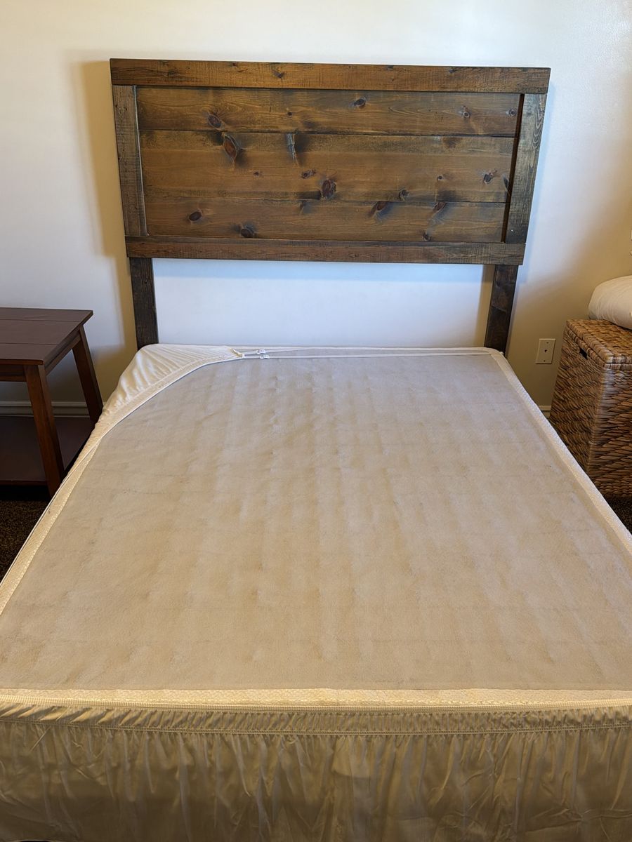 Queen box springs w/ rustic headboard