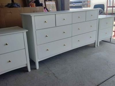 Set Of Dresser 8 Drawers Refinished White