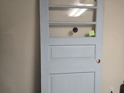 Solid Wood Interior Door 78.5" x 36" x 1.75" with 3 Glass Panes - Ready for Renovation