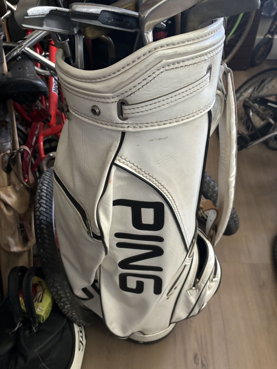 Ping vintage white leather golf bag