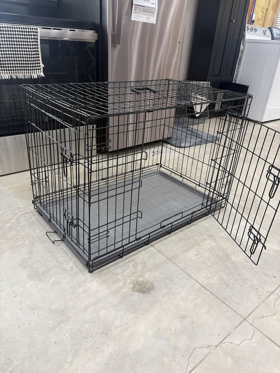 Large Folding Wire Metal Dog Crate with Removable Pan Tray (36" x 25.5" x 25.5")