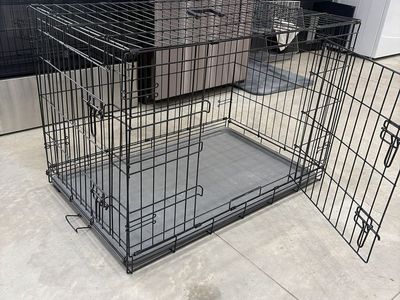 Large Folding Wire Metal Dog Crate with Removable Pan Tray (36" x 25.5" x 25.5")