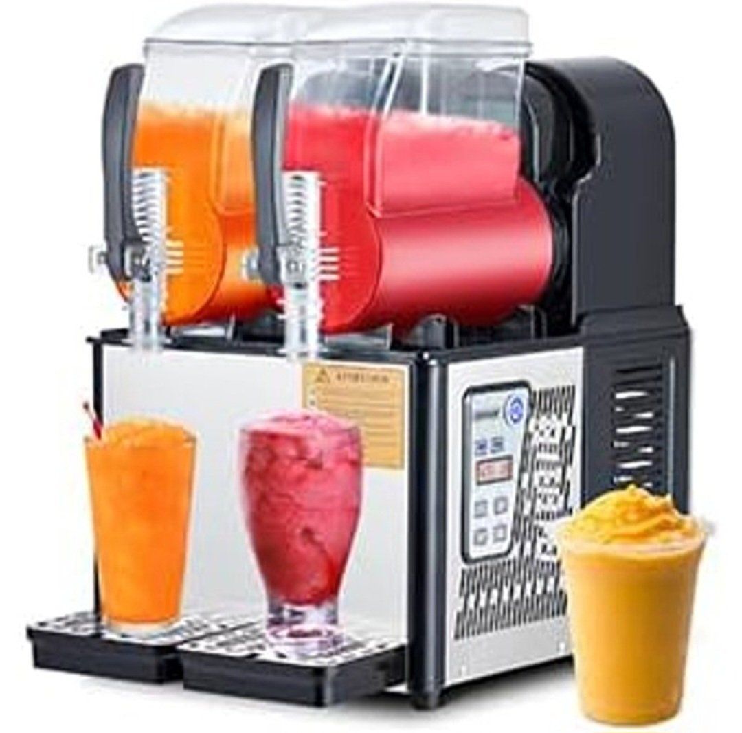 4Lx2Tank Commercial Slushie Machine, 370W Stainles