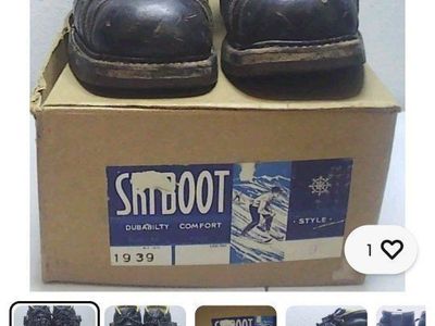 Vtg 1940's Ski Mountain Leather Boots size 9 in Original Box