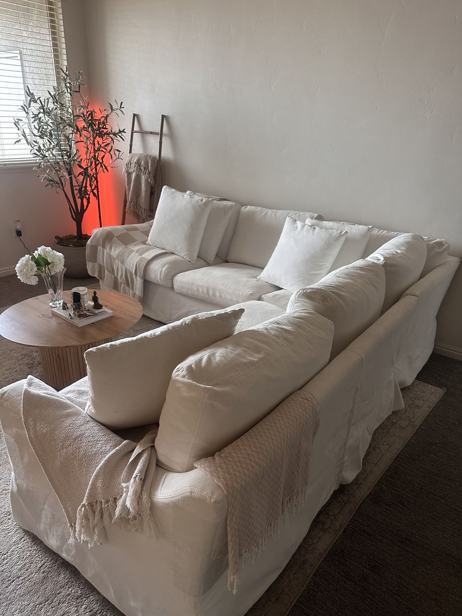 110 Inch L Facing Cloud Sectional
