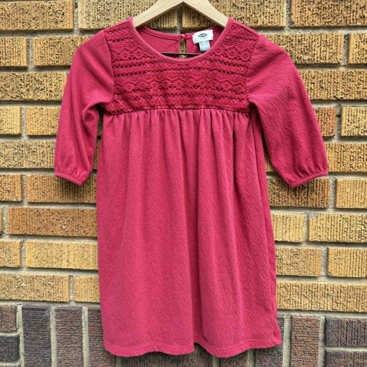 OLD NAVY Swing Dress - Girls Size Medium (8) - 3/4 Sleeve - Lace Yoke