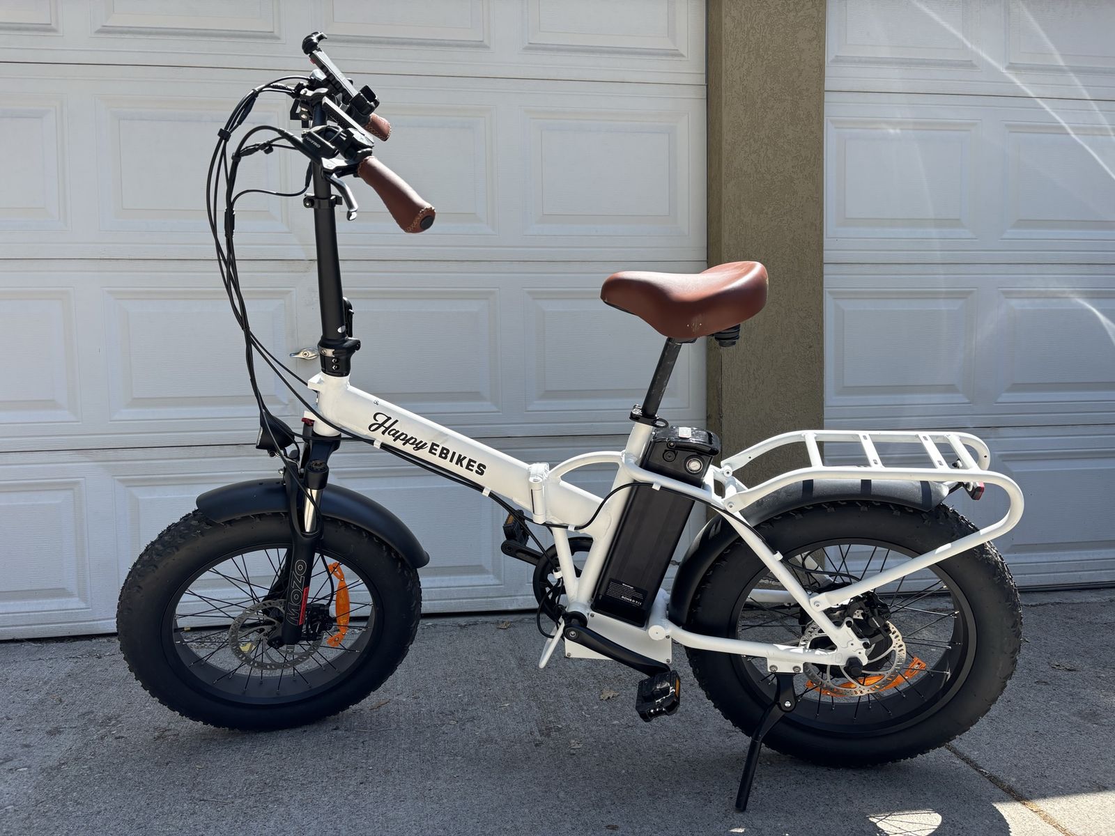 Happy EBikes Folding Fat Tire Electric Bike - White
